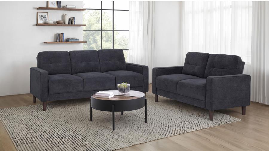 Bowen II 2-piece Upholstered Track Arm Sofa Set Steel Grey | Full | Grey | Steel Grey | 509981-S2