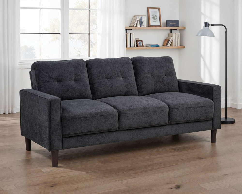 Bowen II Fabric Upholstered Track Arm Sofa Steel Grey