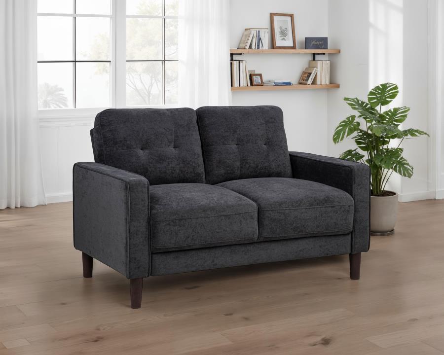 Bowen II Fabric Upholstered Track Arm Loveseat Steel Grey | Grey | Steel Grey | 509982