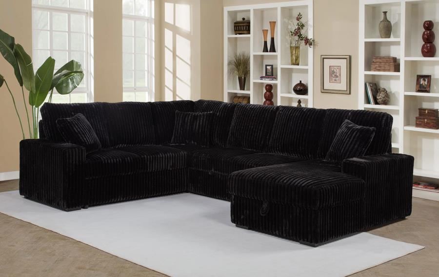 Devonshire Sleeper Sectional Sofa Storage Chaise Black | King | Black | 511049