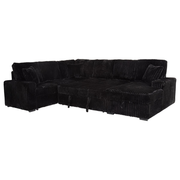 Devonshire Sleeper Sectional Sofa Storage Chaise Black