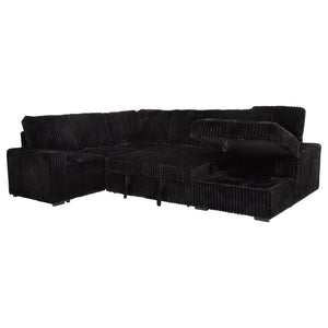 Devonshire Sleeper Sectional Sofa Storage Chaise Black