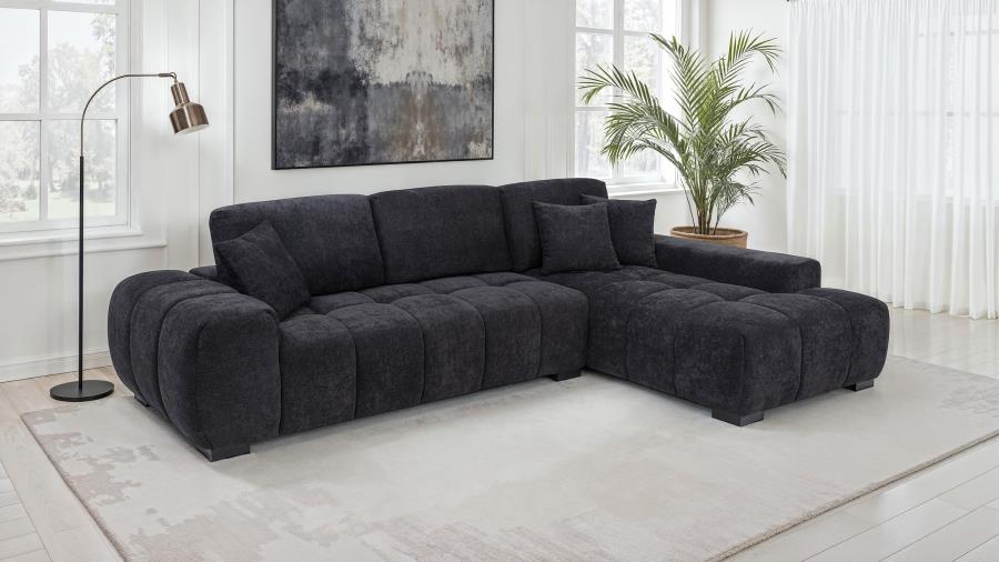 Octavia Upholstered Sectional Chaise Sofa Black | King | Black | 511061