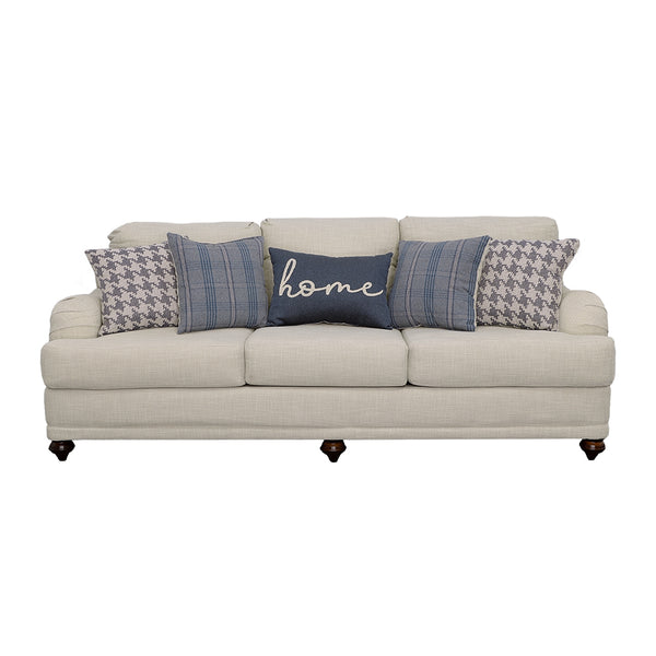 Glenn Upholstered English Arm Sofa Light Grey and Blue
