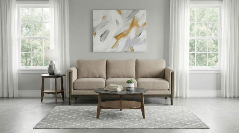 Islington Fabric Upholstered Panel Arm Sofa Taupe