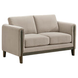 Islington Fabric Upholstered Panel Arm Loveseat Taupe | Full | Beige | Taupe | 511102