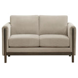 Islington Fabric Upholstered Panel Arm Loveseat Taupe | Full | Beige | Taupe | 511102