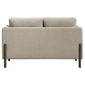 Islington Fabric Upholstered Panel Arm Loveseat Taupe