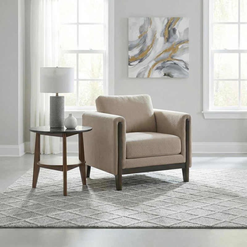 Islington Fabric Upholstered Panel Arm Accent Chair Taupe