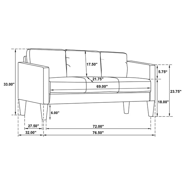 Ruth 77-inch Fabric Upholstered Track Arm Sofa Rust Red