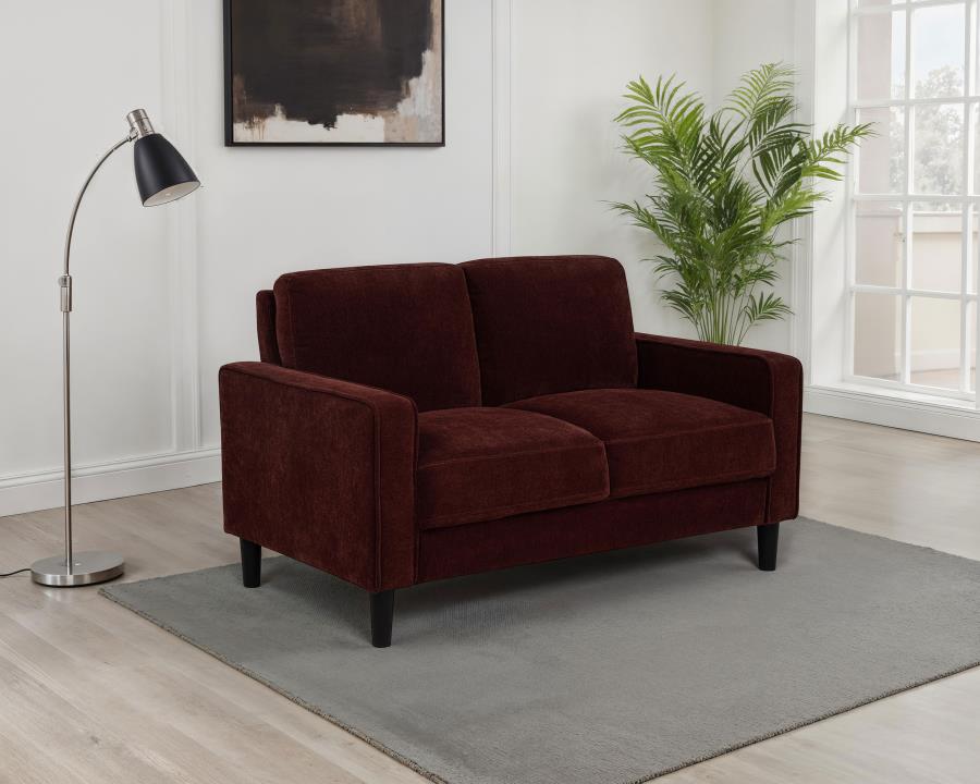 Ruth Fabric Upholstered Track Arm Loveseat Rust Red | Orange | Rust | 511212