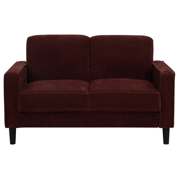 Ruth Fabric Upholstered Track Arm Loveseat Rust Red