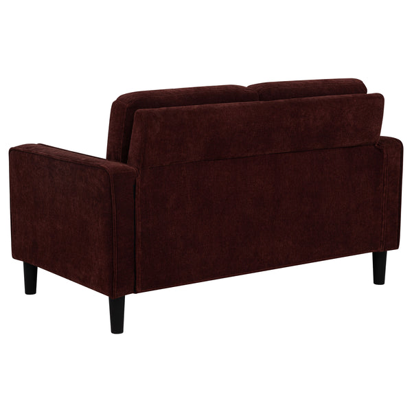 Ruth Fabric Upholstered Track Arm Loveseat Rust Red