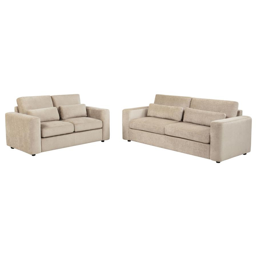 Amador 2-piece Chenille Upholstered Track Arm Sofa Set Camel | Brown | Camel | 511231-S2