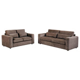 Amador 2-piece Chenille Upholstered Track Arm Sofa Set Chocolate | Brown | Chocolate | 511234-S2