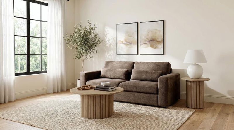 Amador Chenille Upholstered Track Arm Sofa Chocolate
