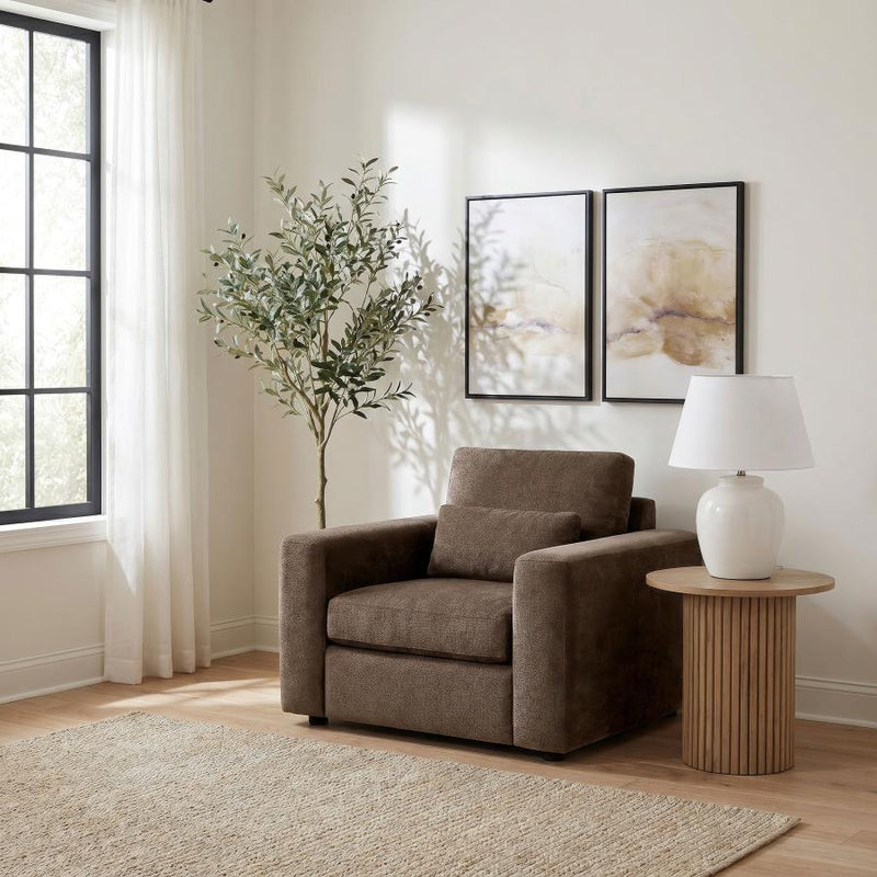 Amador Chenille Upholstered Track Arm Accent Chair Chocolate