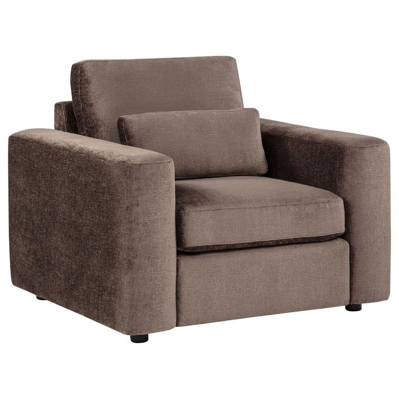 Amador Chenille Upholstered Track Arm Accent Chair Chocolate