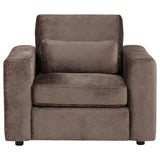 Amador Chenille Upholstered Track Arm Accent Chair Chocolate | Brown | Chocolate | 511236