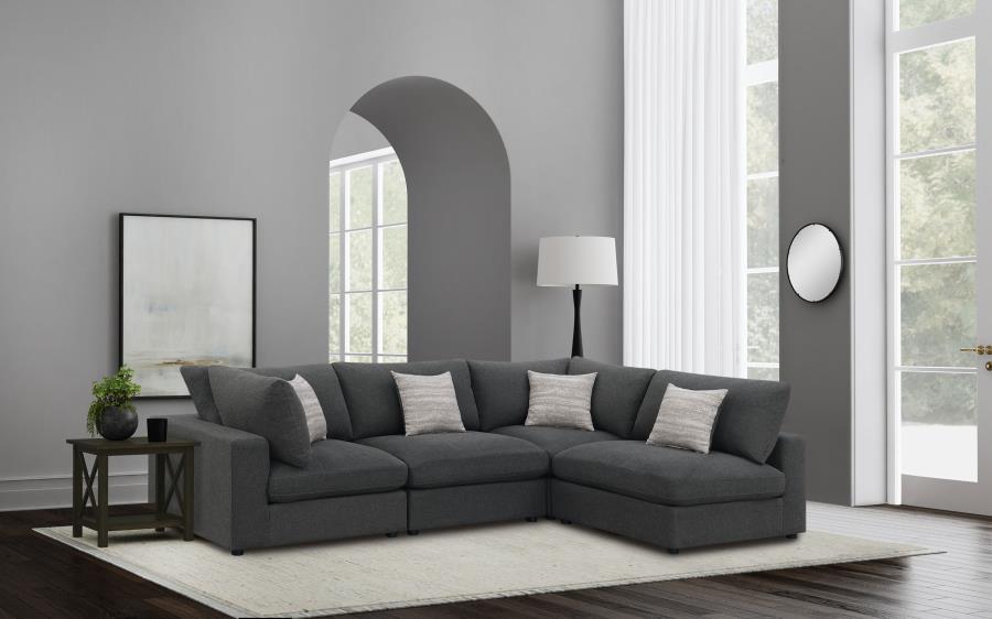 Serene 4-piece Upholstered Modular Sectional Sofa Charcoal | Grey | Charcoal | 551324-SETA
