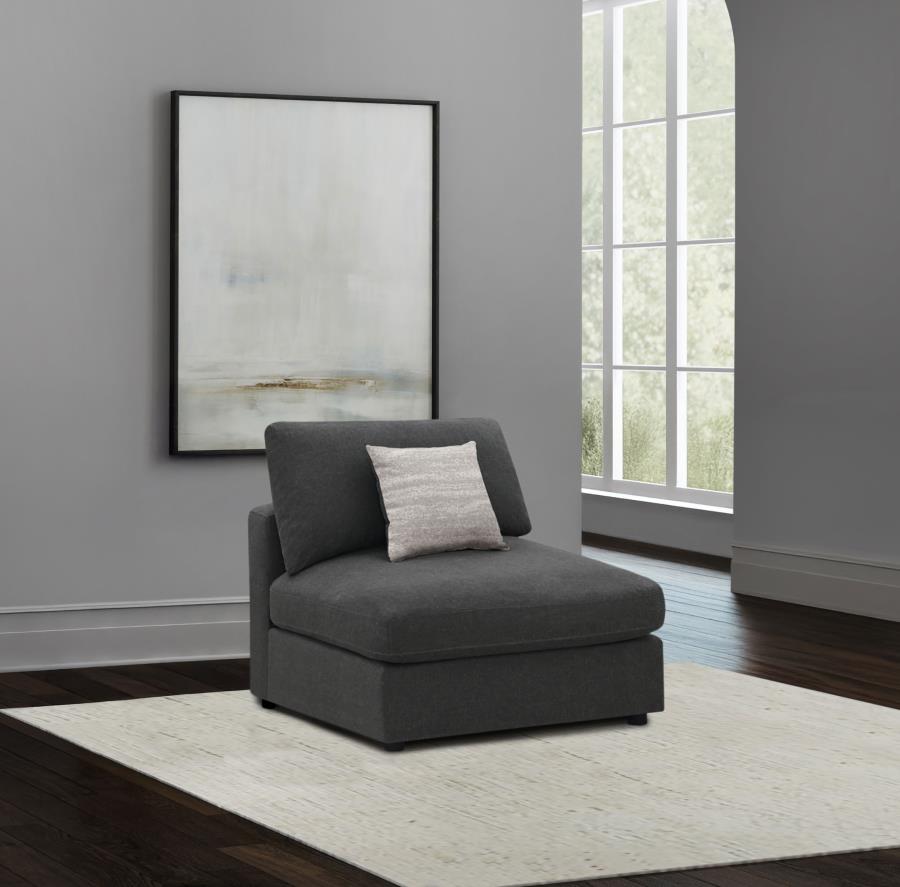 Serene Upholstered Armless Chair Charcoal | Full | Grey | Charcoal | 551324