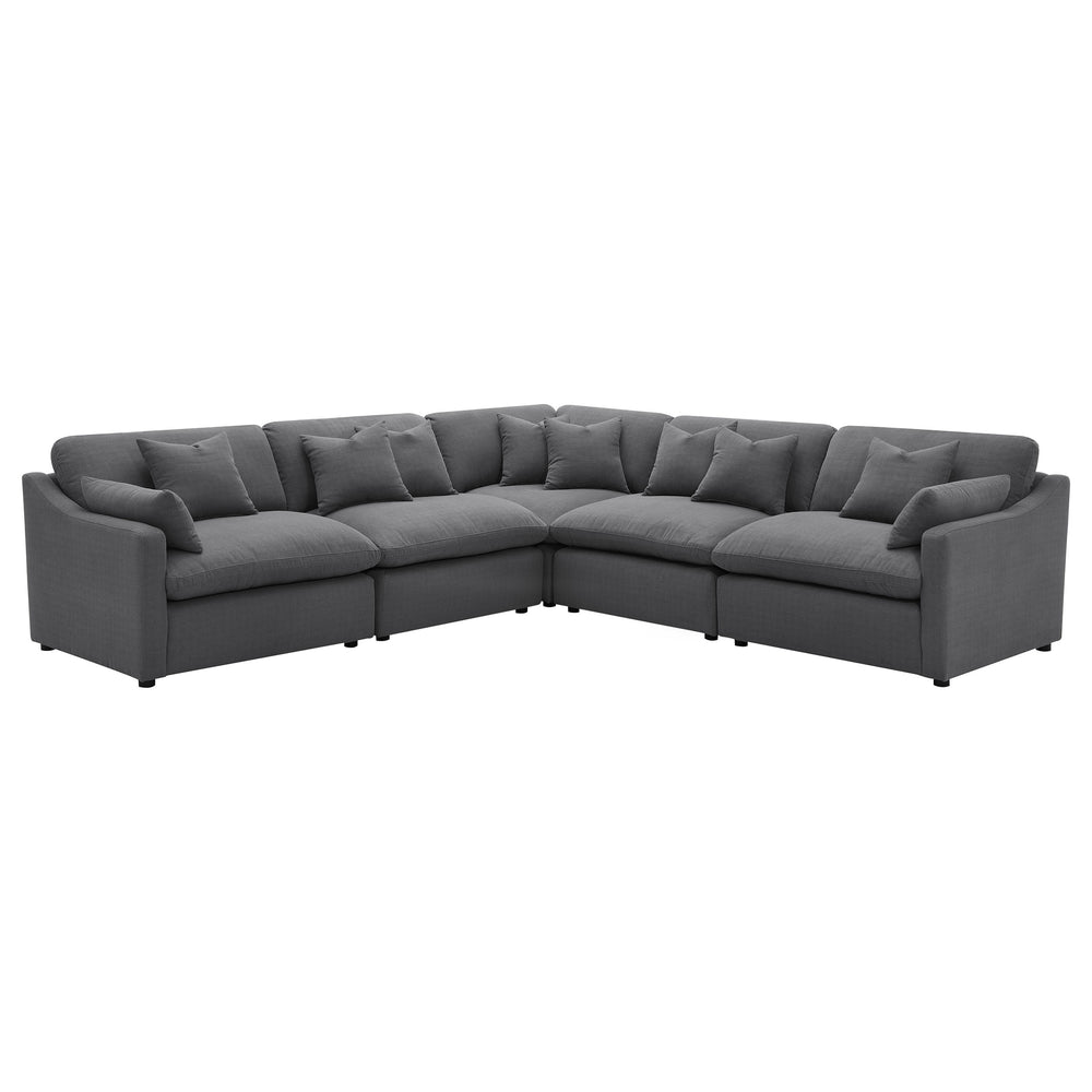 Hobson 5-piece Upholstered Modular Sectional Sofa Charcoal