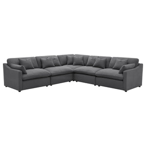Hobson 5-piece Upholstered Modular Sectional Sofa Charcoal