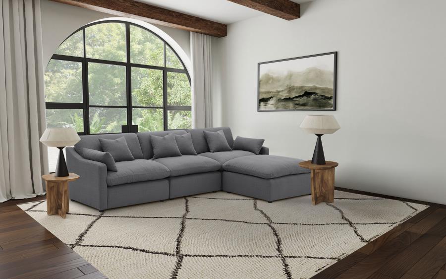 Hobson 4-piece Upholstered Modular Sectional Sofa Charcoal | Grey | Charcoal | 551455-SETB