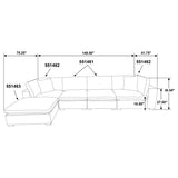 Lakeview 5-piece Upholstered Modular Sectional Sofa Ivory | Full | Ivory | 551461-SETB