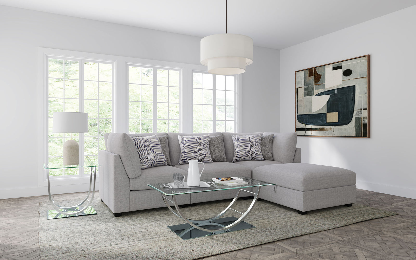 Cambria 4-piece Upholstered Modular Sectional Sofa Grey | 4-piece / Option A | 551511-S4A
