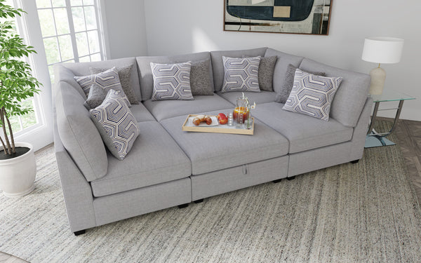 Cambria 6-piece Upholstered Modular Sectional Sofa Grey