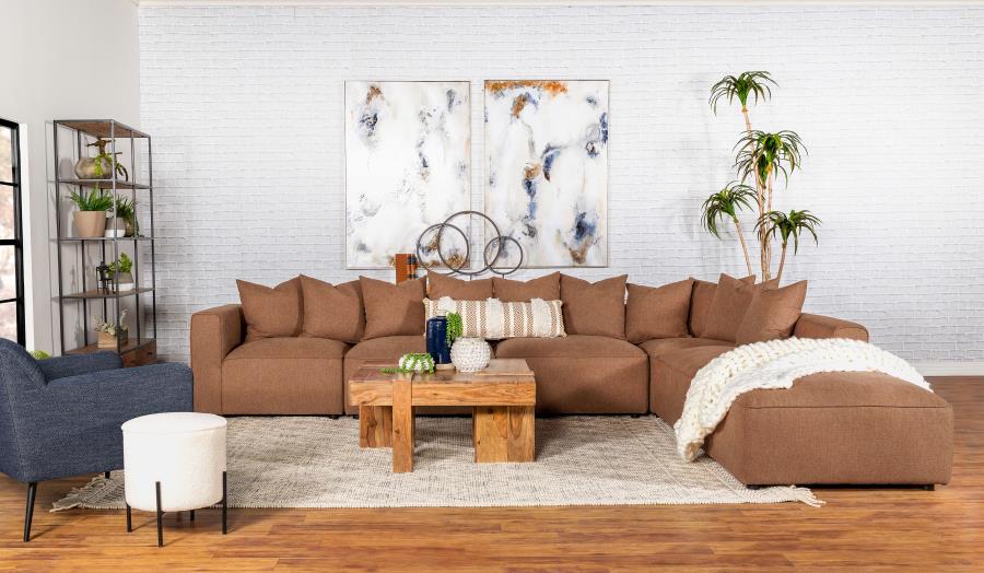 Jennifer 6-piece Upholstered Modular Sectional Terracotta | Orange | Terracotta | 551591-SET