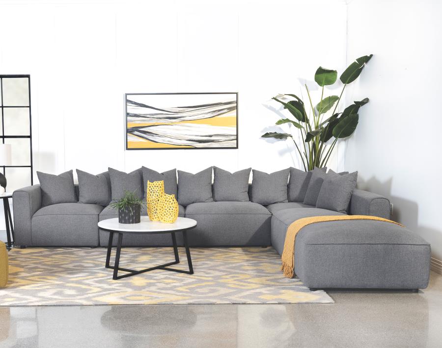 Jennifer 6-piece Upholstered Modular Sectional Grey | Grey | 551594-SET
