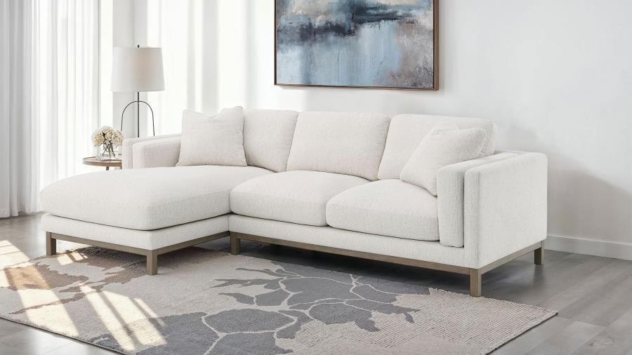 Geneva Boucle Upholstered Sectional Chaise Sofa Sand | Full | Beige | Sand | 551777