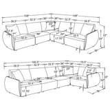 Elysia 5-piece Fabric Upholstered Modular Sectional Sofa Coral | Orange | Coral | 551891-SETA