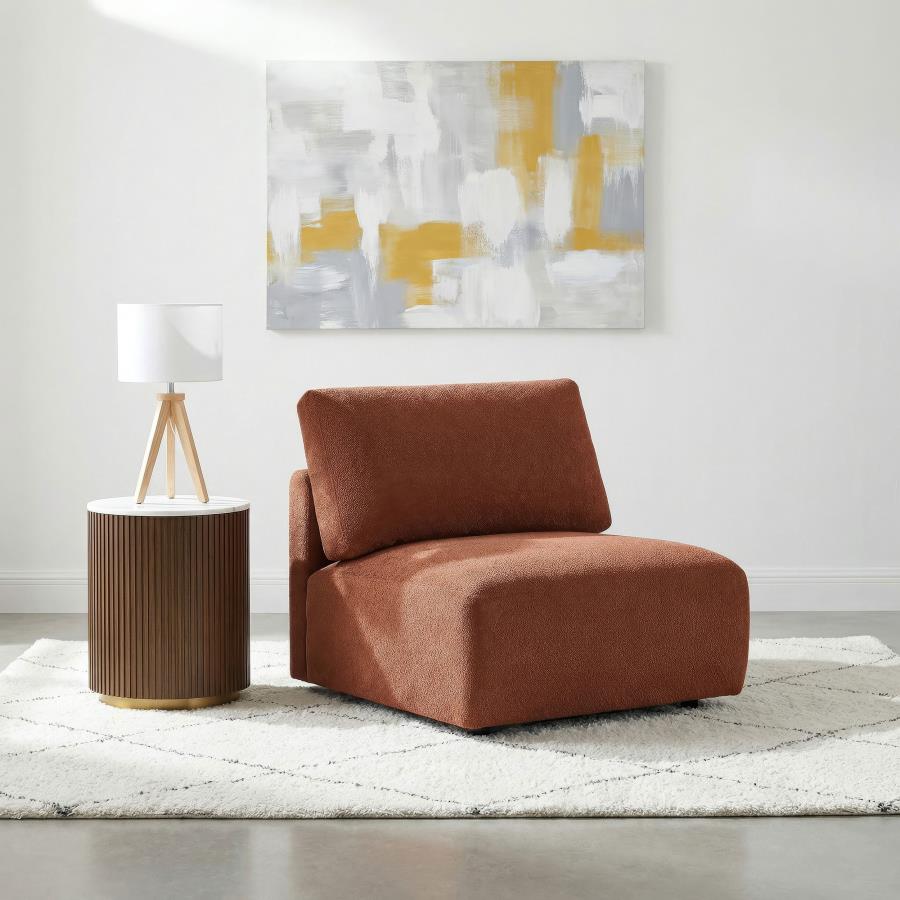Elysia Fabric Upholstered Modular Armless Chair Coral | Red | Coral | 551891