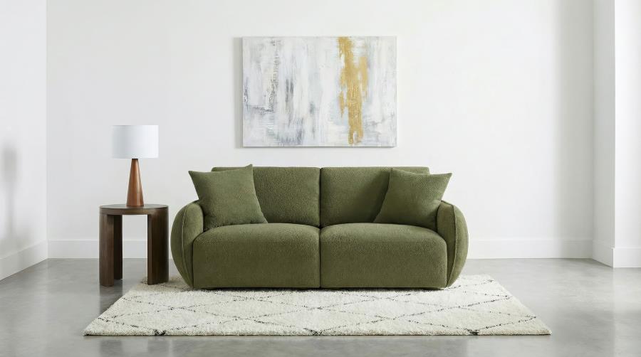 Elysia Fabric Upholstered Modular Lounge Loveseat Green | Green | 551895-LOVE
