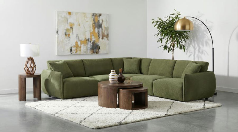Elysia 5-piece Chenille Upholstered Modular Sectional Sofa Green