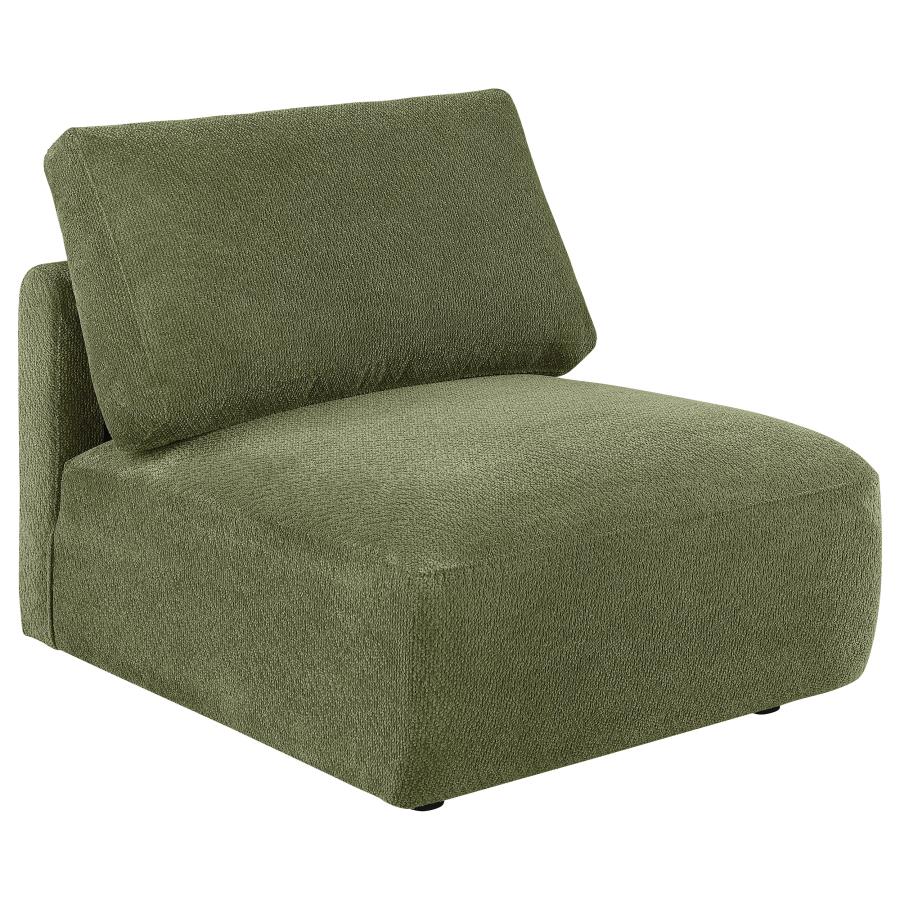 Elysia Fabric Upholstered Modular Armless Chair Green | Green | 551895