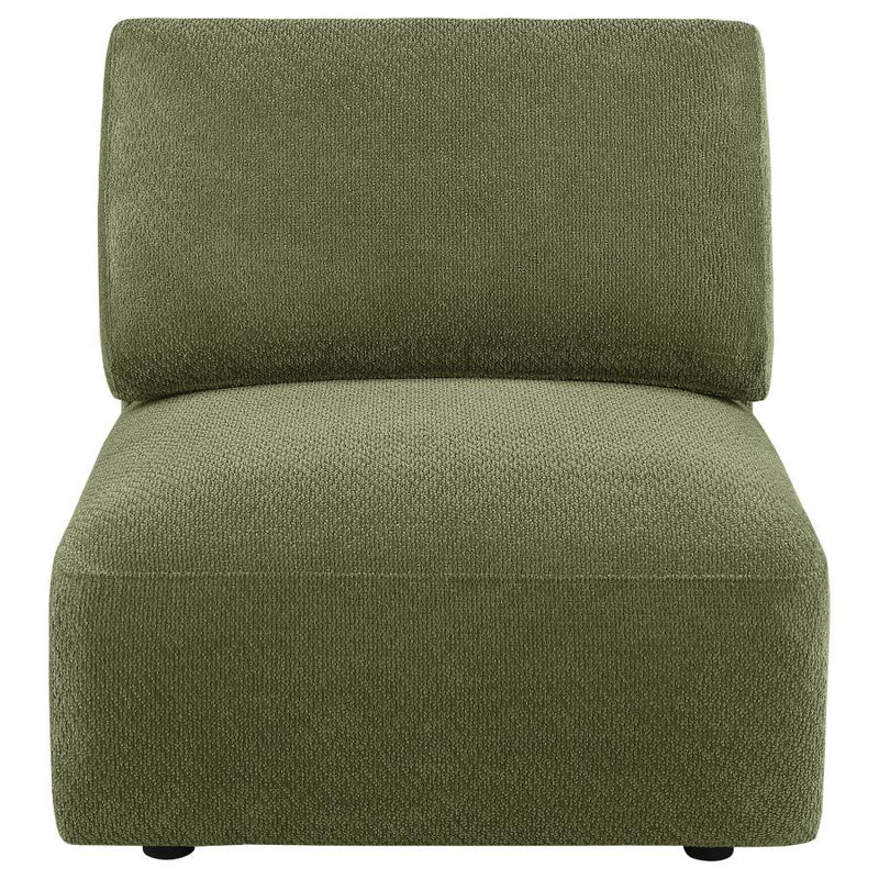 Elysia Chenille Upholstered Modular Armless Chair Green