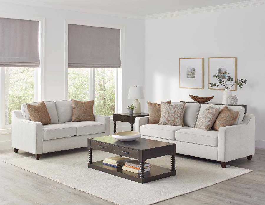 Christine 2-piece Upholstered Sloped Arm Sofa Set Beige | King | Beige | 552061-S2
