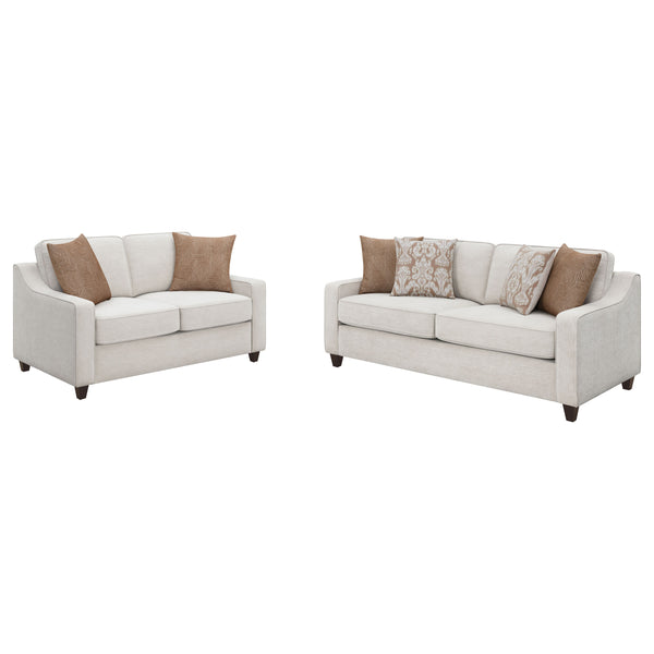 Christine 2-piece Upholstered Sloped Arm Sofa Set Beige