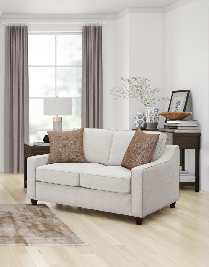 Christine Upholstered Sloped Arm Loveseat Beige | Beige | 552062