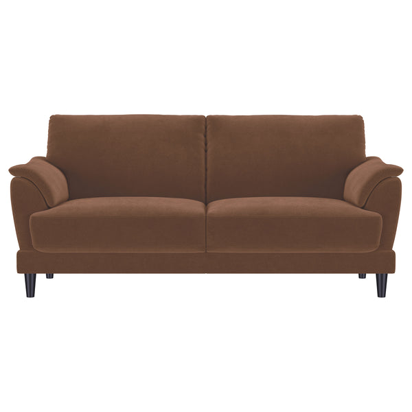 Selma Velvet Upholstered Crescent Arm Sofa Rust