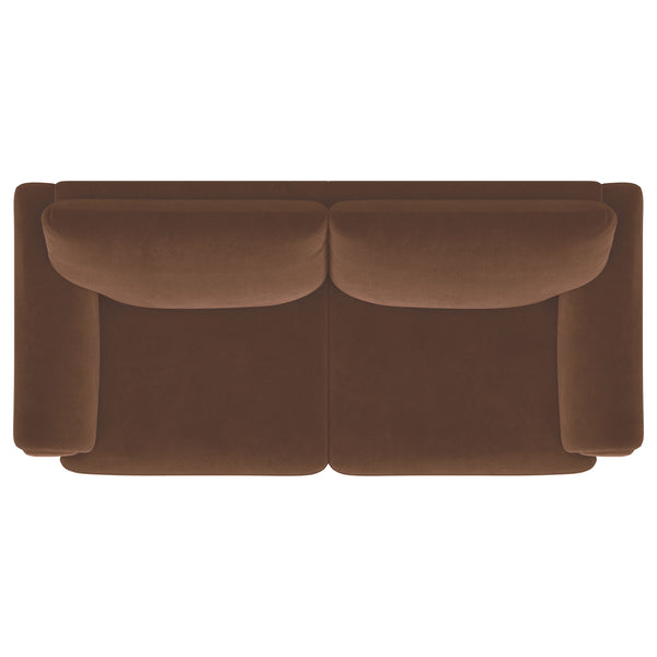 Selma Velvet Upholstered Crescent Arm Sofa Rust
