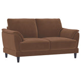 Selma Velvet Upholstered Crescent Arm Loveseat Rust | King | Orange | Rust | 552102