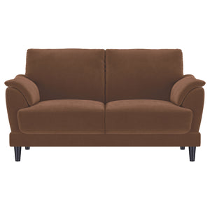 Selma Velvet Upholstered Crescent Arm Loveseat Rust
