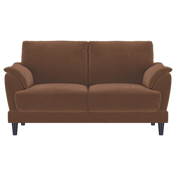 Selma Velvet Upholstered Crescent Arm Loveseat Rust