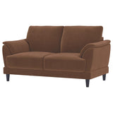 Selma Velvet Upholstered Crescent Arm Loveseat Rust | King | Orange | Rust | 552102