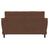 Selma Velvet Upholstered Crescent Arm Loveseat Rust | King | Orange | Rust | 552102